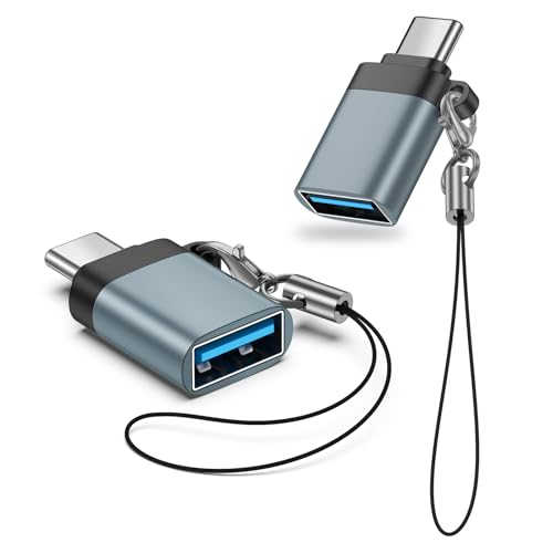 Adaptateur USB C vers USB A 3.0 OTG (Lot de 2), Adaptateur USB C Mâle vers USB Femelle OTG pour iPhone 17 Pro Max Air 16 Plus 15, Samsung Galaxy S26 S25 S24...