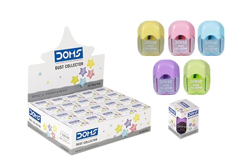 Image of DOMS Multicoloured Dust Collector Sharpener Blister Pack of 20