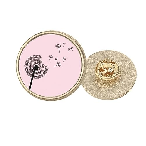Broche pissenlit dorée ronde taille M avec fermoir sécurisé anti-chute pour manteau