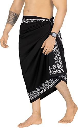 LA LEELA Men's Casual Beach Cover-Up Summer Swimwear Sarong Beachwear Pareo Wrap2