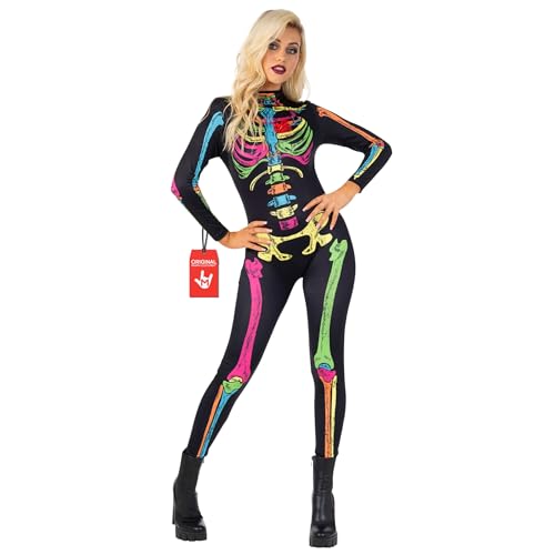 Morph - Morph Costume de squelette féminin, combinaison squelette pour femmes, costumes d'Halloween pour femmes, taille S