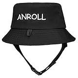 Anroll Surfing Bucket Hats with Securing Chin Strap for Men and Women Surf Cap Fast Drying Black
