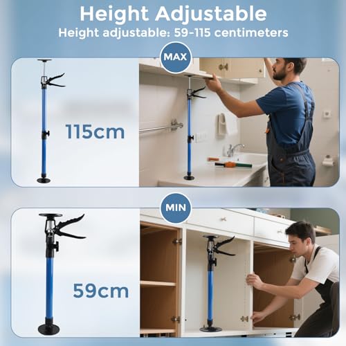 MIGUBIGU 3 Stück Deckenstütze Montagestütze Einhandstütze, Türspanner Zargenspanner, Türzargenspanner, Maximale Tragfähigkeit 40 kg, Dehnen 59-115 cm, Zur Unterstützung von Türzargen, Schränken