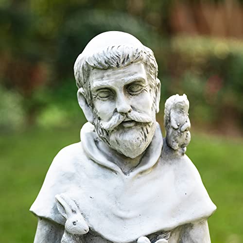 Glitzhome Gh50528 St. Francis Religious Garden Decor Statue Feeds Animals, 36.25 Inch, Antique Beige #TOP2