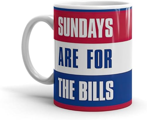 Taza de café de cerámica blanca Sundays Home Are 15 11 oz para microondas Bills Cup Buffalo Birthday Football Lavavajillas Té Vacaciones Boda Fiesta