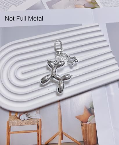 LAEKOU Star Balloon Dog Keychain for Women, Cute Y2K Key Chain Accessories, Aesthetic Charms for Bag Backpack