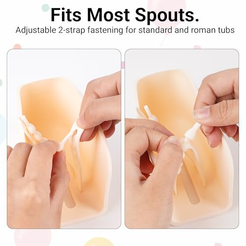 Image of Adorila Whale Silicone Spout Cover for Bathtub Faucet, Adjustable Straps for Roman Tub & Deck Mount, Soft Protective Guard (Almond Beige)