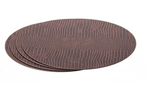Nikalaz Oval Placemats Set (Pack Of 4) Recycled Leather Table Mats 18 X 13 Inches (45.7 X 33 Centimetres), Kitchen Dining Table Decor By Nikalaz (Crocodile) #TOP1