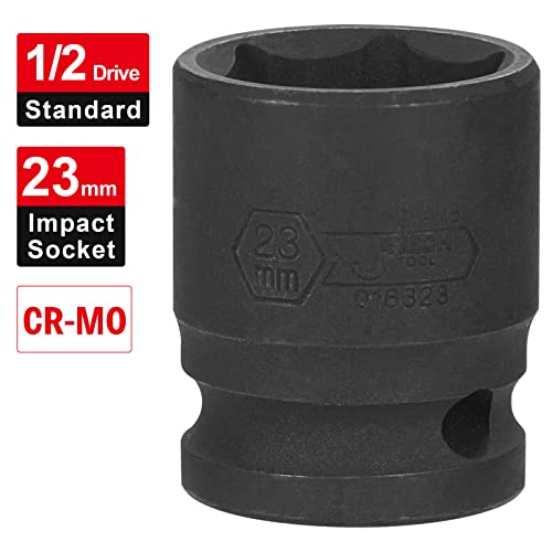 Image of JETECH 1 /2 inch Drive 23mm Standard Impact Socket, 6-Point Metric Impact Socket, Chrome Molybdenum (Cr-Mo) Alloy Steel, Heavy-Duty for Automotive & DIY Applications