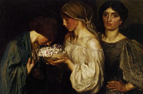 Image sur Toile Bouquet parfumé Robert Anning Bell Peinture Nordique 60x90cm