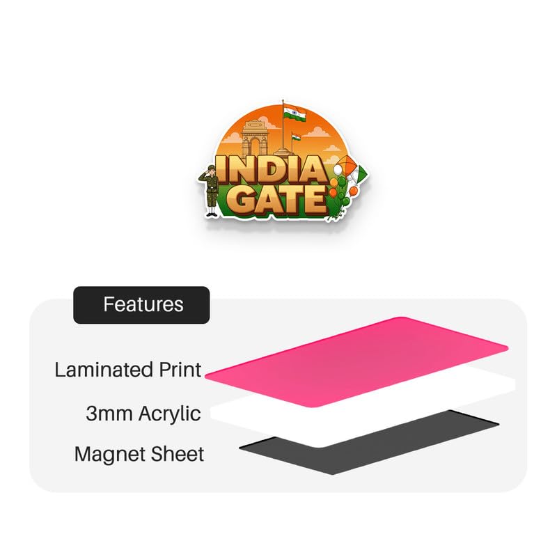 Image of India Gate Fridge Magnets, Glossy Finish, Stylish Magnet for Fridge, Wardrobe & Metal Surfaces