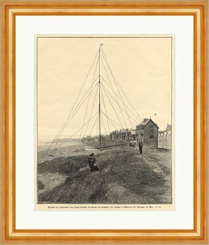 Télégraphie sans fil Wimereux gravure d'art antique Biller E 15809