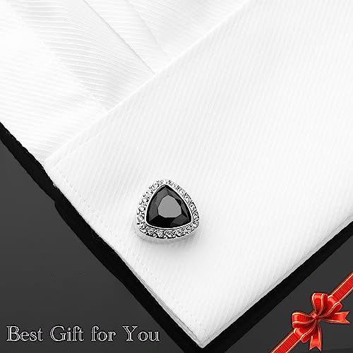 Sogee Black Crystal Cufflinks For Men Triangle Elegant Mens Cuff Links For Business Wedding Party Unique Gift #TOP5