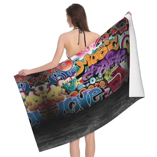 Serviette de bain graffiti luxe en microfibres douce et absorbante