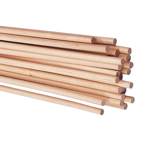 Party Discount Rundstäbe, 1m Länge, 10 Stück, Holzstäbe aus Buche, astfrei, für diverse Bastelarbeiten, Dekoration, Garten (10mm)