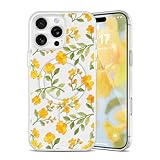 EYZUTAK Magnetic for iPhone 12 Pro Max Case Flower Case Compatible with MagSafe, Pretty Floral Stylish Aesthetic Phone Cover Slim Clear Anti-Yellowing Protective Cover for Girls Women - Yellow