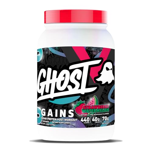 GHOST Clear Gains Mass Gainer Protein Powder - Post-Workout Weight Gainer Mix - 40g of Whey Protein Isolate 440 Calories & 70g Vitargo Carbs - Lean Muscle Building & Recovery - Strawberry Watermelon