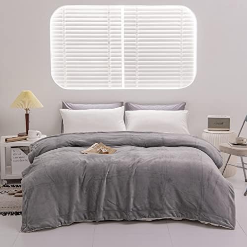 Good Nite Blanket, Reversible Sherpa Fleece Blanket-Fluffy Polyester Blanket, Soft and Warm Bed Blankets for Home-life and Travel, Single Size, 130x150cm (Grey, Single)