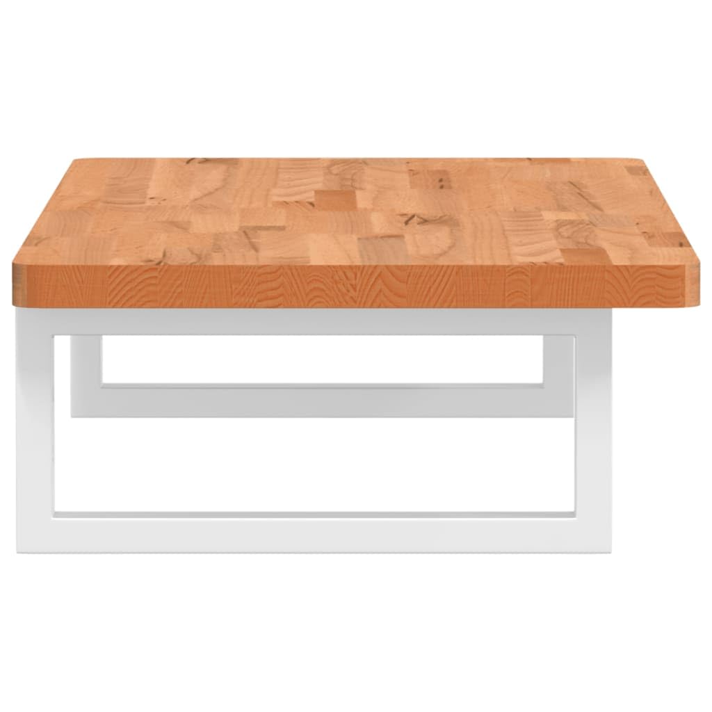 Scaffale per lavandino, montaggio a parete, in acciaio e legno massello di faggio, 80 x 40 cm, con 2 supporti bianchi, salvaspazio per bagno, ripiano stabile per lavabo e mobili da bagno