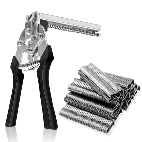 XNJIHWA Pince à Grillage et 600 Pcs M Clips Prince de Clôture Rapide Pincée Grillage pour Clôtures,Cages D'animaux,Fils de Fer,Porcheries,Travaux de...