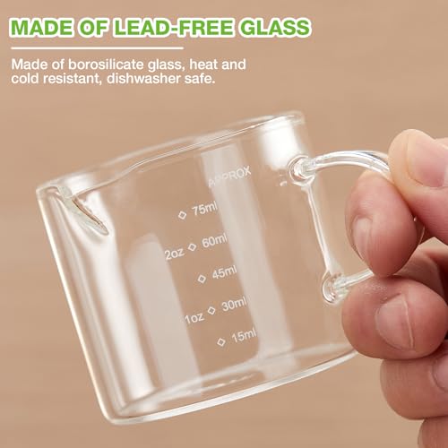 Mfacoy-2-Pack-Measuring-Cups-75ML-Espresso-Cups-with-Handle-Espresso-Shot-Glasses-with-V-Shaped-Mouth-Clear-Accessories-Milk-Frothing-Pitcher Mfacoy 2 Pack Measuring Cups 75ML Espresso Cups with Handle Espresso Shot Glasses with V Shaped Mouth Clear Accessories Milk Frothing Pitcher
