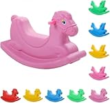 WQNBファッションロッキングホース プラスチック製 子供用おもちゃ 木製馬 赤ちゃん 2～7歳 ギフト 幼稚園用 転倒防止 プラスチックバージョン 安全で楽しい乗り物 (ピンクのポニー)