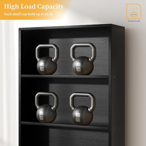 Image of 6-Tier Bookshelf, Modern Open Bookcase,6 Shelf Display Storage Shelves Floor Standing, 71 inches Tall Shelves for Home Office, Black