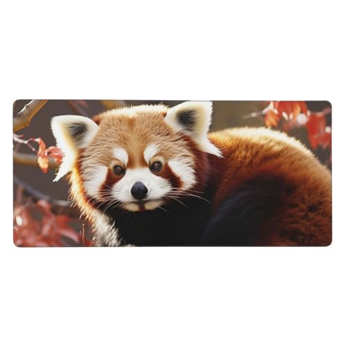 Tapis de souris panda rouge 40x90 cm grand format en caoutchouc