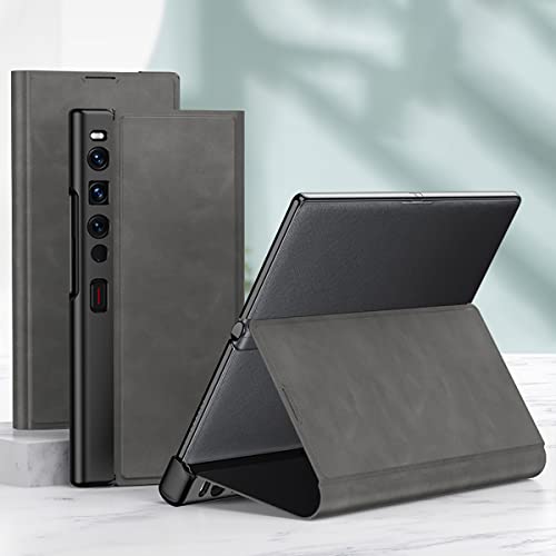 Coque de téléphone pliable pour Huawei Mate XS 2 avec support en cuir souple ultra-mince gris