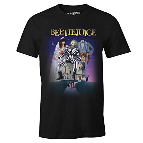 Beetlejuice Camiseta para Hombre Movie Poster Cotton Black - XL