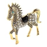 Yardenfun ヴィンテージ馬ブローチ 中国旧正月の動物ジュエリー ラインストーン装飾 十二支バッジ 女性用コスチュームアクセサリー 贈り物用