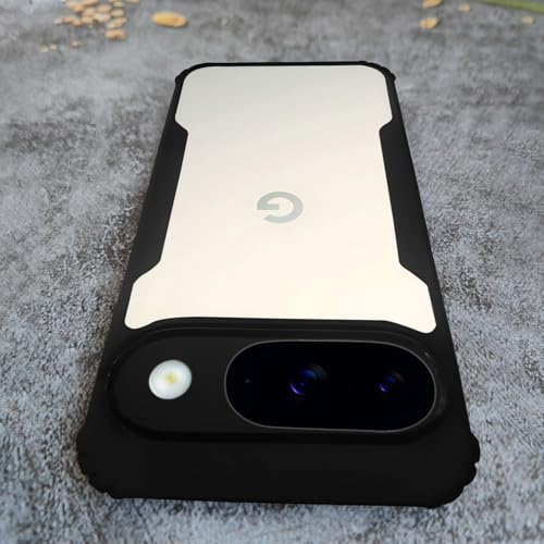 Image of AIBEX Crystal Clear Back Cover Case for Google Pixel 9 5G | 360 Degree Protection | Shock Proof Design | Transparent Back Cover Case (PC & TPU, Black Bumper)