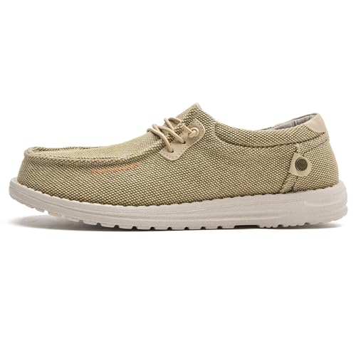 Image of Men's Canvas Loafers, Slip On Casual Shoes | Hands Free, Lightweight, Comfortable, Breathable Upper, Walking Shoes, Stretch, Travel, Vacation, Everyday Wear