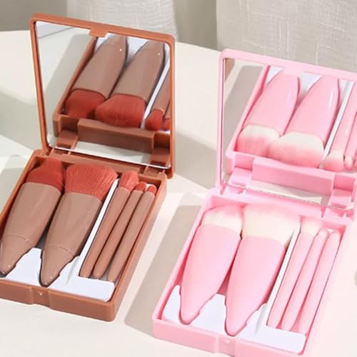 Conjunto de Pincéis de Maquiagem com Estojo e Espelho, Kit Pincel Maquiagem Bolsa