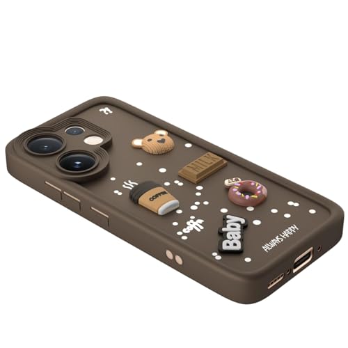 Image of Bintage Ball Bear| Donut| Milk Cake| Baby| Coffee Rubber Case Camera Protection Back Cover Compatible for Vivo T4 Pro 5G - Brown