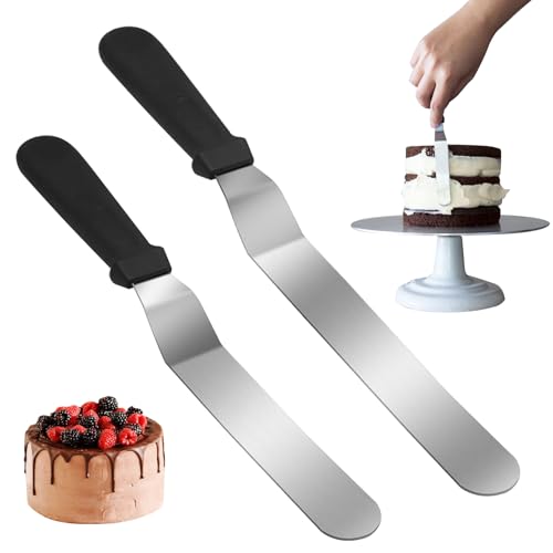 Set of 2 Cake Palette Knives - Stainless Steel Icing Spatula for Cake Decorating with 15cm and 20cm Blades for Pastry and Baking