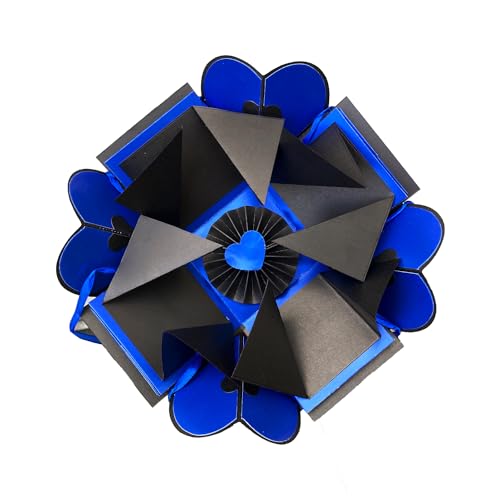 Image of CRAFTED WITH PASSION Exploding box Surprise Gift Box /Unique gifts for birthday /anniversary /handmade greetings Card (Blue & Black)