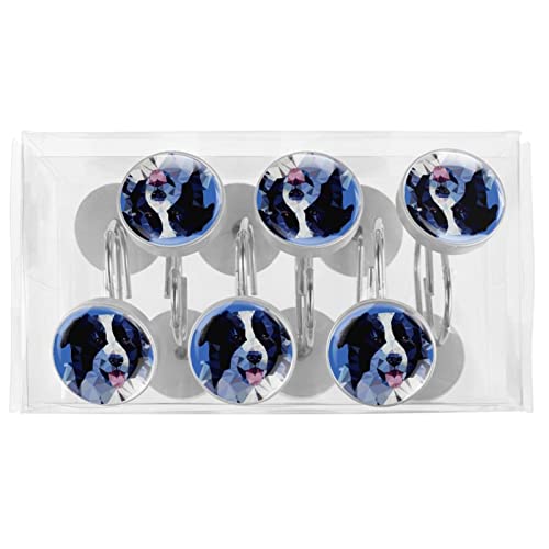 Crochets rideau de douche chien Border Collie pour déco de salle de bain