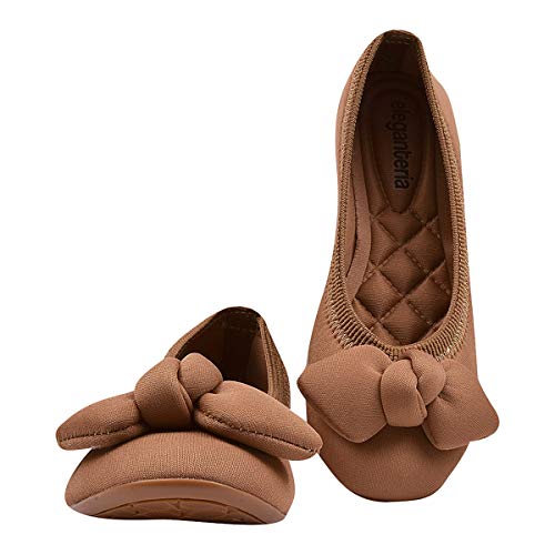 Sapatilha Feminina Bico Redondo Marrom Eleganteria Tamanho:40;Cor:Marrom