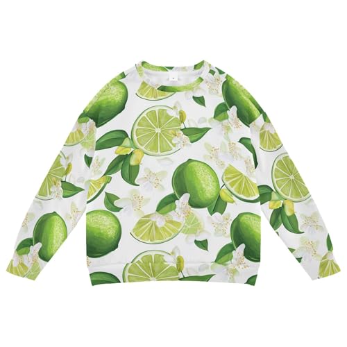 JUNZAN Fresh Lime Fruit White Big Girls Sweatshirt Hoodie Fleece Sweatshirt With Hoodie Athletic 4T
