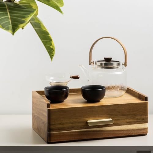 FLYIEE Acacia Wood Tea Bag Organizer