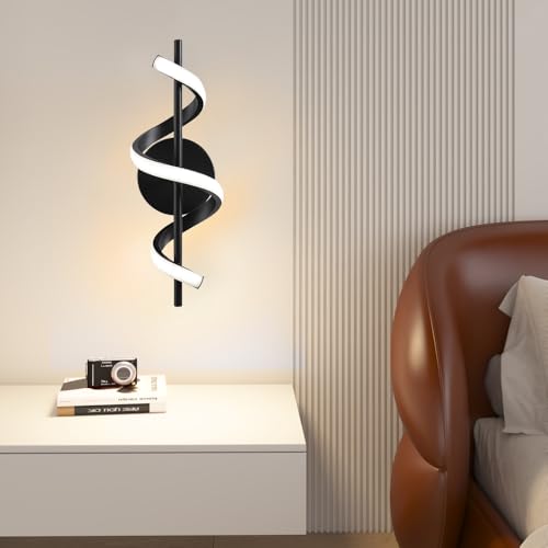 Image of Indoor Wall Sconce 3000K Warm Light Modern Wall Lights Spiral Wall Lamp for Hallway, Stairs, Living Room, Bedroom, Aisle(2 Pack)