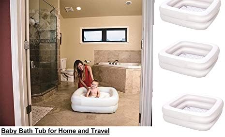 Unibos Large Inflatable Baby Bath Tub for Home and Travel/ Bath Heat Temperature Sensor Tub Portable Travel Tubs New