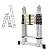 16.5ft Aluminum Telescoping Extension Ladder A-Frame Lightweight Portable Multi-Purpose Folding with Support Bar, 330lb Load Capacity