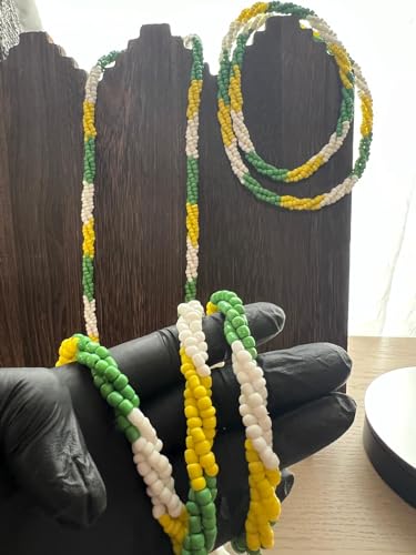 Generic CHAVARIOS 14 inches San Judas Tadeo torsal necklace 1 piece, Green, white, yellow2