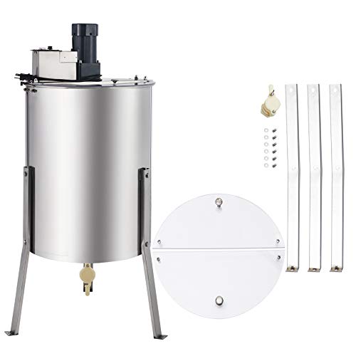 Foto von CREWORKS Elektrische Honigschleuder 140W Honigextractor Edelstahl Tangentialschleuder 4 Waben 1300 U / min Schleuder 4-Frame-Extraktor Honigschleuder