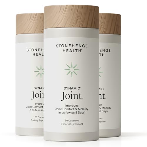 Stonehenge Health Dynamic Joint Health Supplement – Fast-Acting Support with AprèsFlex® Boswellia, MSM, Multi-Type Collagen, Turmeric, Bromelain, Vitamins C & D3 60 Count (Pack of 3)
