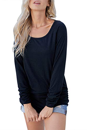 Pink Queen Women's Basic Long Sleeve Slim Fit T Shirt Dress Tunic Top L Black