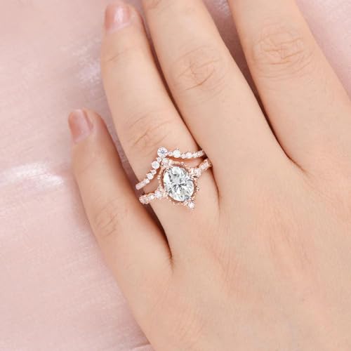 Vintage Moissanite Wedding Ring Set for Women 1.5CT Moissanite Bridal Ring Set S925/10K/14K/18K White Yellow Rose Gold Vintage Engagement Ring Set for Wife Bridal2