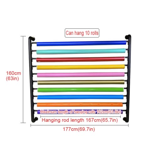 Estante para rollos de tela con barra ajustable y soporte de acero para 8 o 10 rollos 4